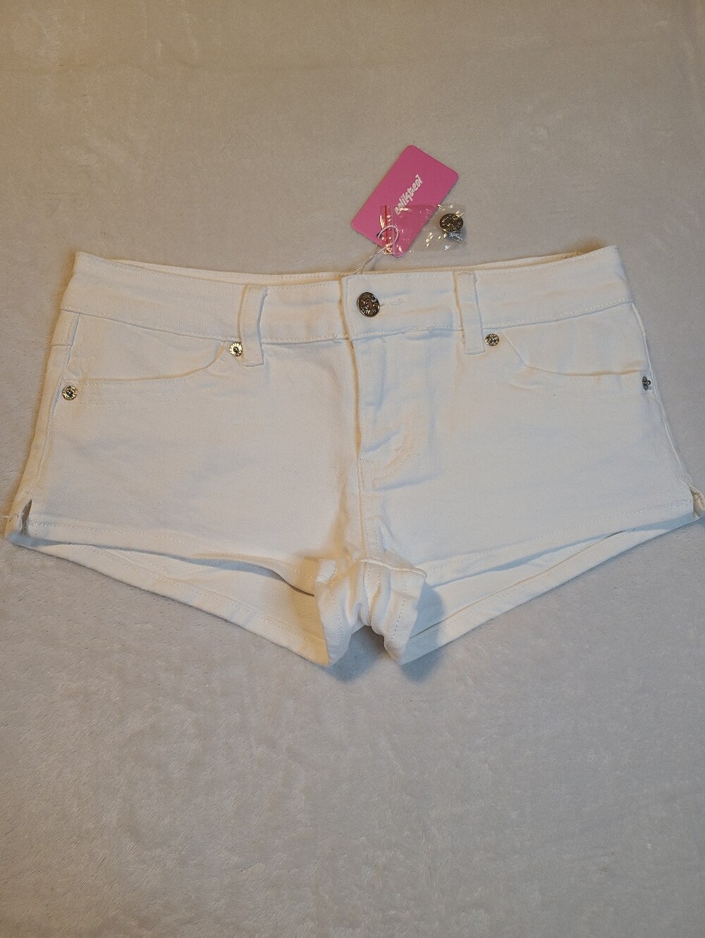 Edikted Ultra Low Rise White Jean Shorts Size Sm - NWT